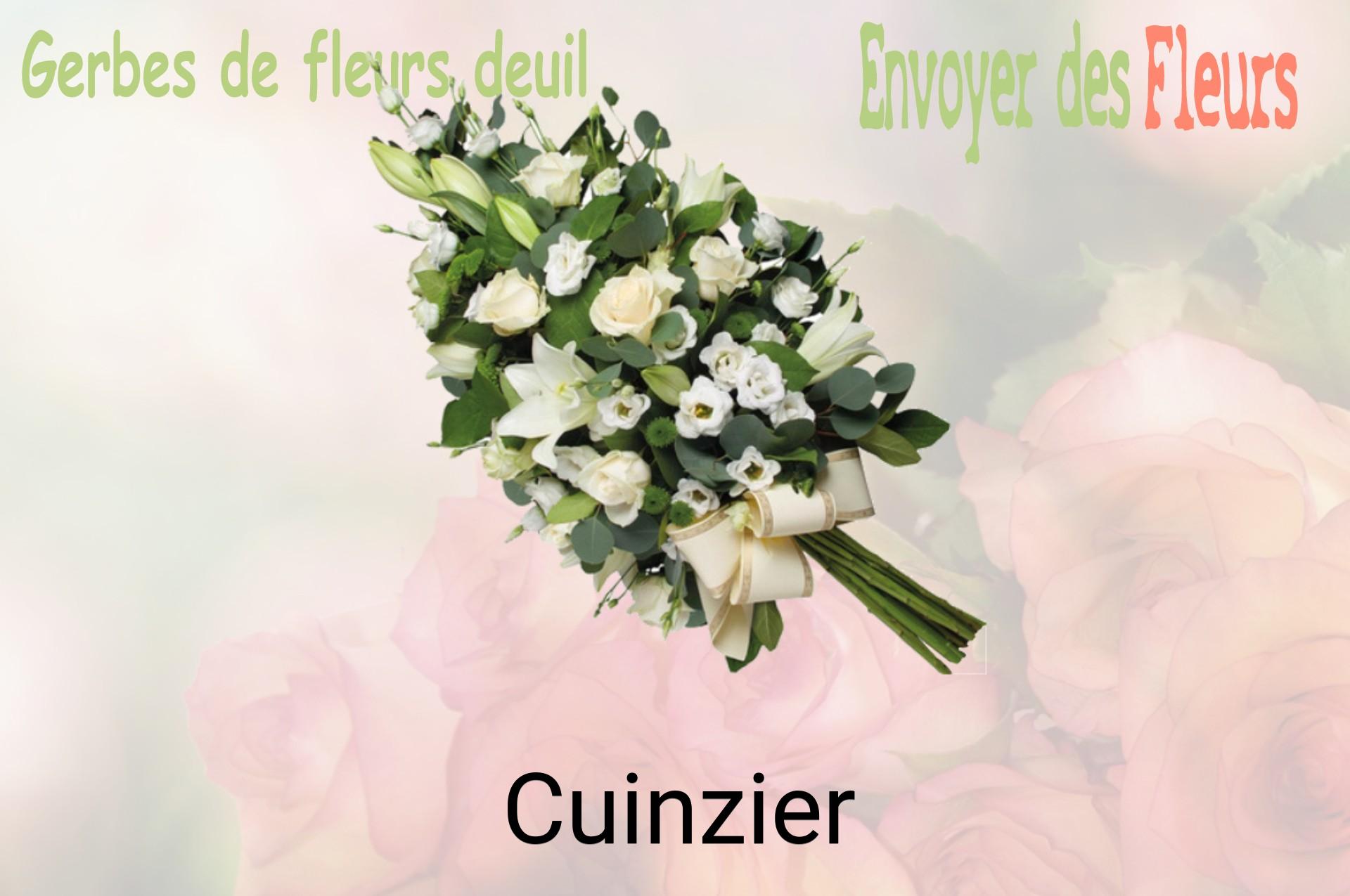 Gerbe de fleurs de deuil livrée à Cuinzier